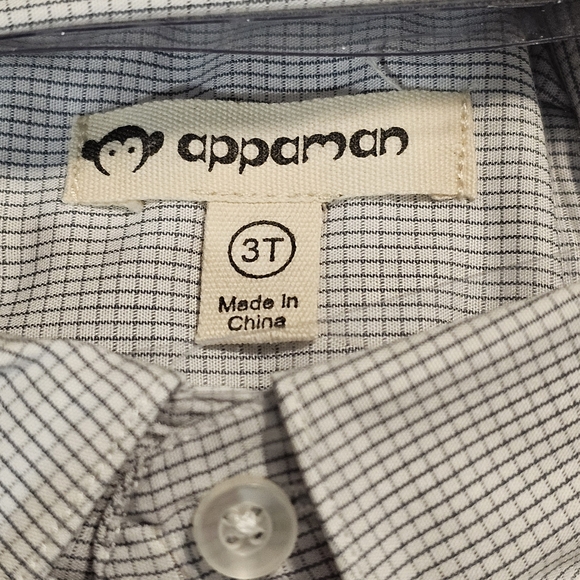 Appaman Standard Oxford Button Up Dress Shirt, Gray/White Check, Size 3T, NEW! - Picture 3 of 5